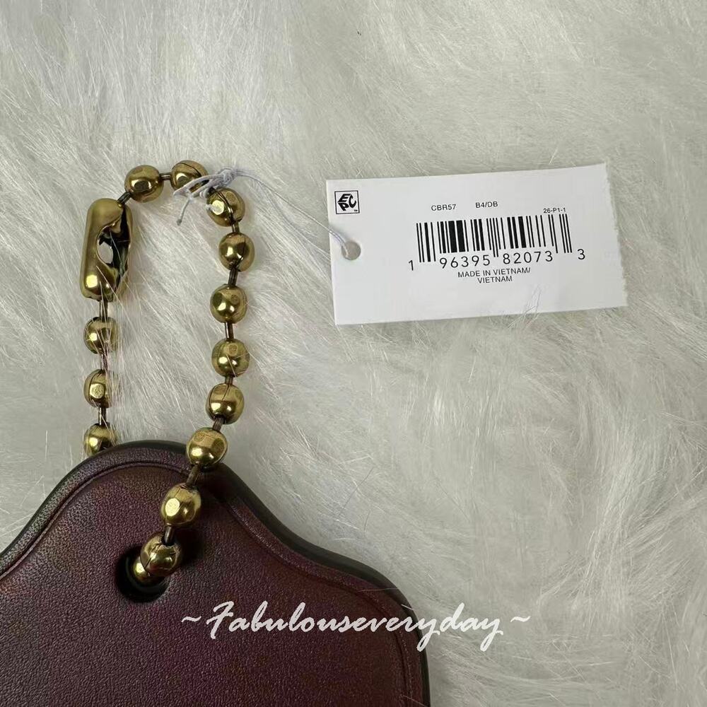 Coach X Hangtag Bag Charm In Leather/Maple CBR57 NWT - Picture 6 of 6